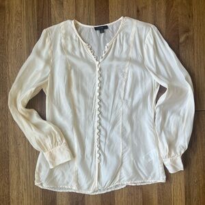 J. Crew Romantic Edwardian Cream Button Blouse Women’s Sz‎ 6 Cottagecore Vintage